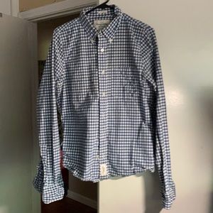 Plaid Blue and White Button Up Abercrombie & Fitch